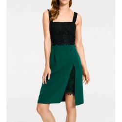 Elegancka sukienka z koronki zielono czarna