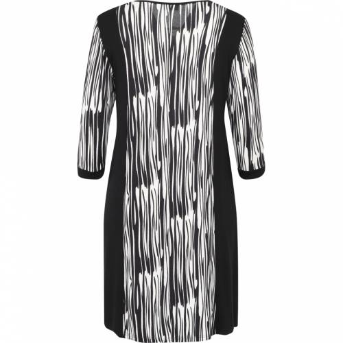 Ołówkowa sukienka damska Chalou Plus size z czarno białym nadrukiem i rękawami 3/4, czarno-biała Christiane tył