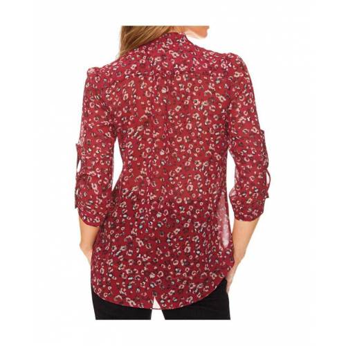Bluzka damska z printem wiązana przy szyi LINEA TESINI, czerwony tył