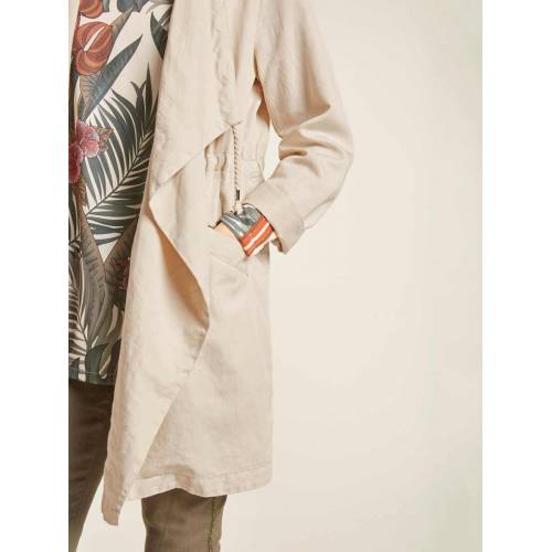 Nowoczesny lekki płaszcz HEINE z długim rękawem w ciepłym beżowym kolorze detal