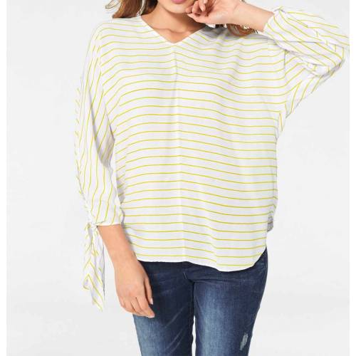 Oversizowa damska bluzka w paski HEINE, biało-żółta, stylizacja