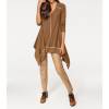 Patrizia Dini asymetryczny sweter damski, połączenie kolorów camel oraz ecru wydłużone boki