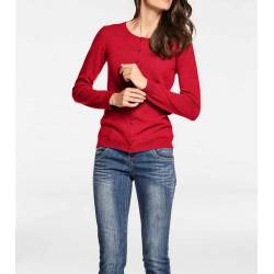 Patrizia Dini kardigan damska z kaszmiru, wełniany sweter damski czerwony