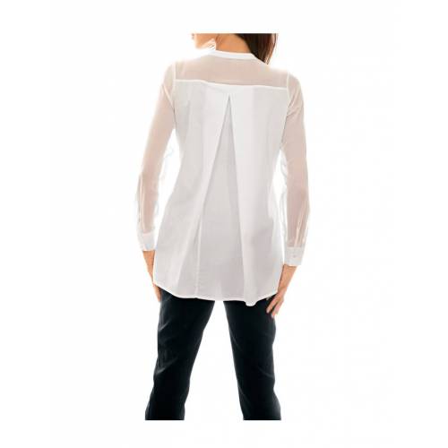 Klasyczna biała koszulowa bluzka damska na stójce tył