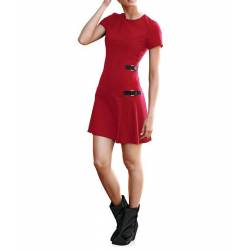 Rick Cardona sukienka z plisowanymi zakładkami, czerwona